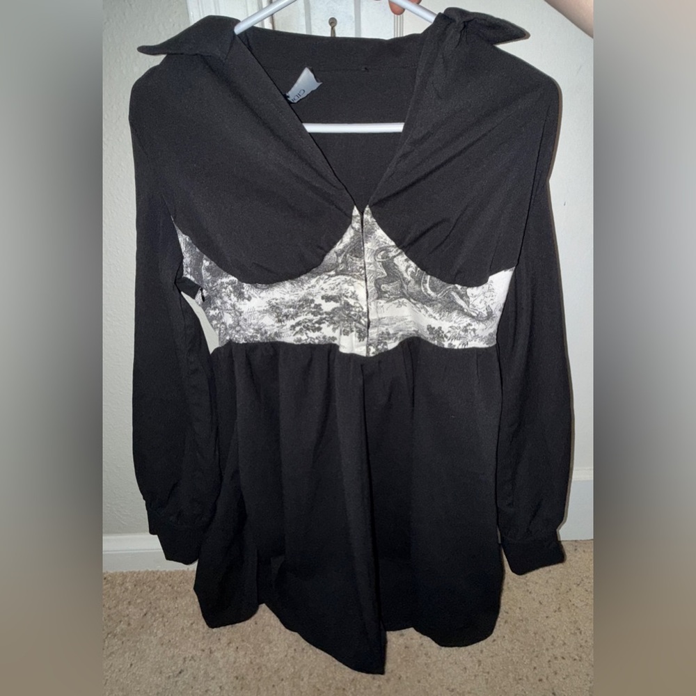Cider Black and Gray and White Women’s Mini Dress/Shirt